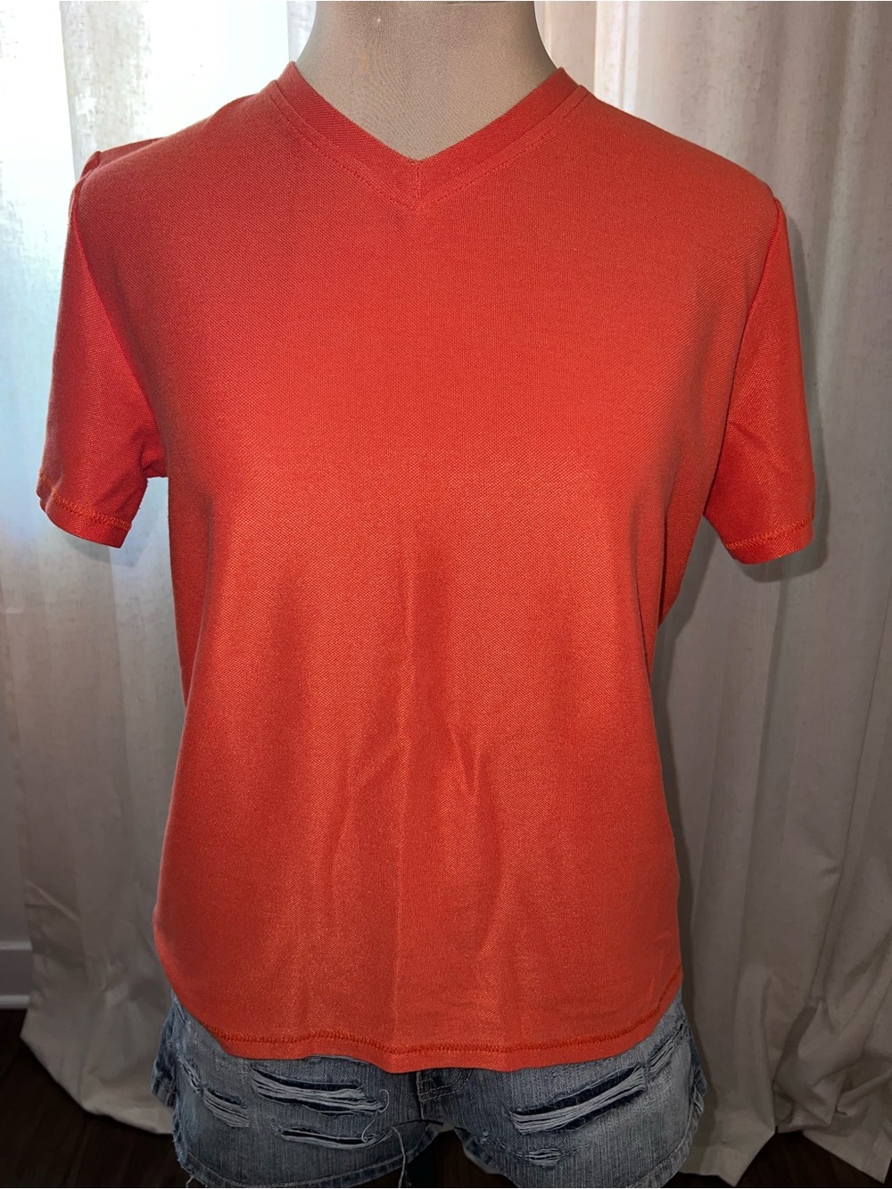 Versace Orange V-Neck Short Sleeve Tee